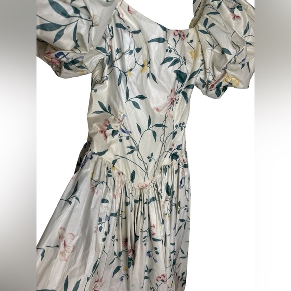 🌸 Vintage 80s‎ Floral Puff Sleeve Prairie Cottagecore Maxi Dress XS Small 🌸 - Picture 2 of 7
